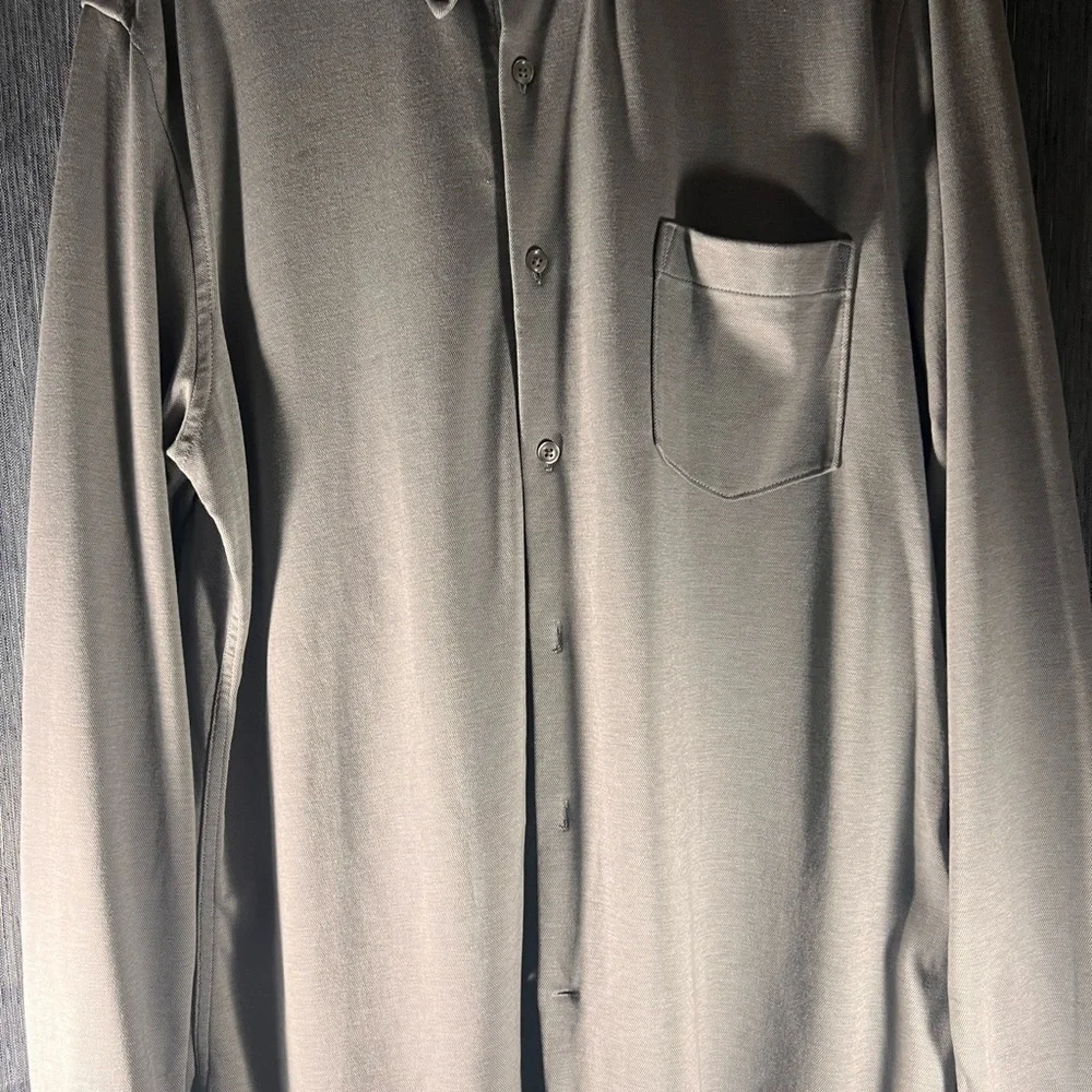 Nordstrom Men's Charcoal Button Down stretch comfy fit Shirt Size large - Picture 3 of 6